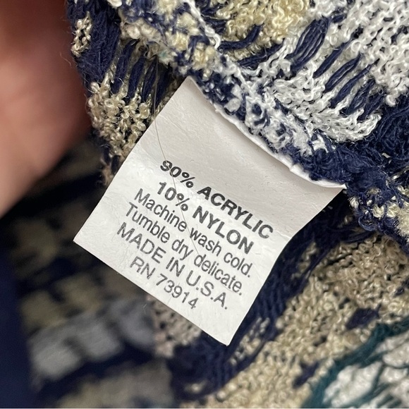 Vintage Alfred Dunner Button Up Sweater Cardigan Med petite Striped Geometric - Picture 3 of 8